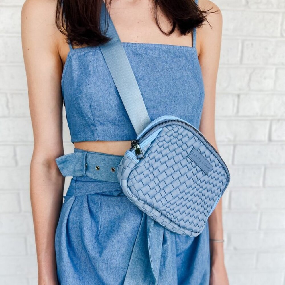 Last 1!  NWT Parker & Hyde Blue Woven Belt Crossbody bag